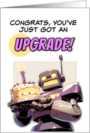 Happy Birthday Robot with Birthday Cake card