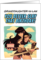 Granddaughter in Law Happy Birthday Amazon with Birthday Cake card