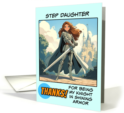 Step Daughter Thank You Knight in Shining Armor card (1848454)