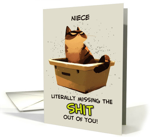 Niece Miss You Cat on Litter Box card (1848730)