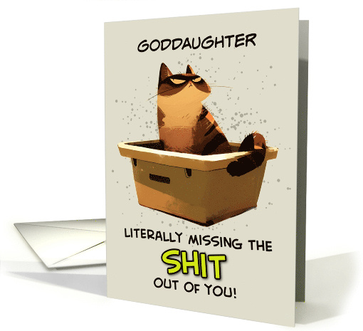 Goddaughter Miss You Cat on Litter Box card (1848762)