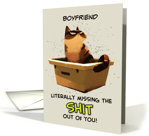 Boyfriend Miss You Cat on Litter Box card (1848772)