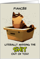 Fiancee Miss You Cat on Litter Box card