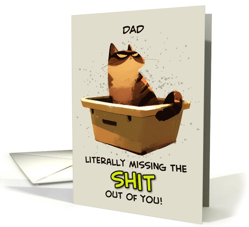 Dad Miss You Cat on Litter Box card (1848794)