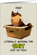 Dad Miss You Cat on Litter Box card