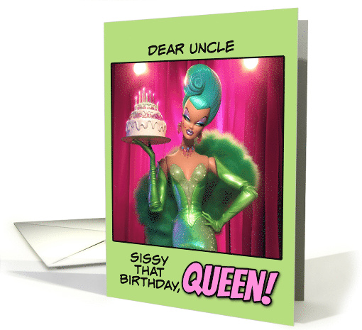 Uncle Happy Birthday LGBTQIA Drag Queen with Birthday Cake card