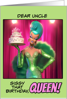 Uncle Happy Birthday LGBTQIA Drag Queen with Birthday Cake card