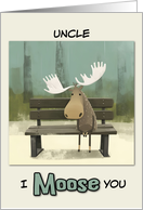 Uncle Miss You Moose on Park Bench card