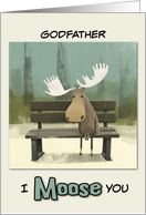 Godfather Miss You Moose on Park Bench card