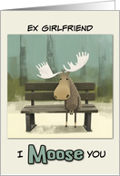 Ex Girlfriend Miss You Moose on Park Bench card