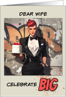 Wife Happy Birthday LGBTQIA Butch in Tuxedo with Birthday Cake card