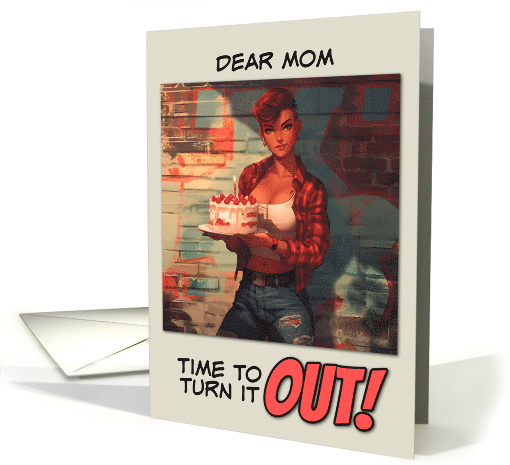 Mom Happy Birthday LGBTQIA Butch in Plaid Shirt Cake card (1849592)