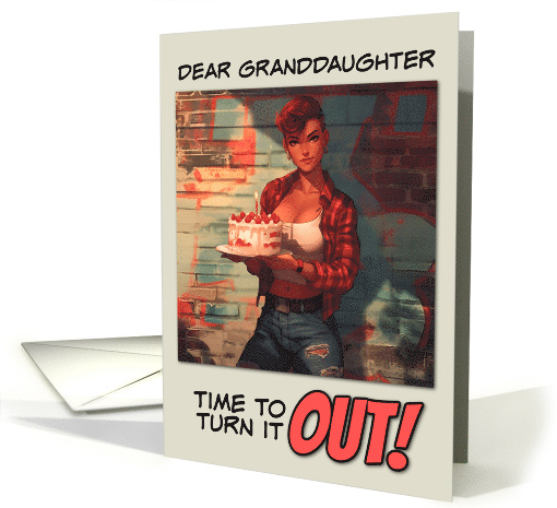 Granddaughter Happy Birthday LGBTQIA Butch in Plaid Shirt Cake card