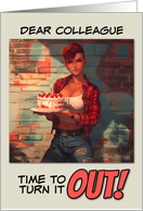 Colleague Happy Birthday LGBTQIA Butch in Plaid Shirt Cake card