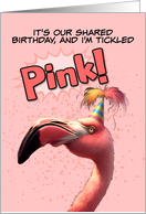 Shared Happy Birthday Flamingo with Party Hat card