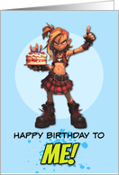 Happy Birthday to Me Punk Rock Chick with Cake card