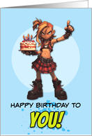 Happy Birthday Punk Rock Chick with Cake card