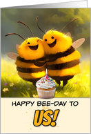 Happy Shared Birthday Bees with Cupcake card