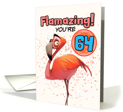 64 Years Old Happy Birthday Flamingo card (1850014)