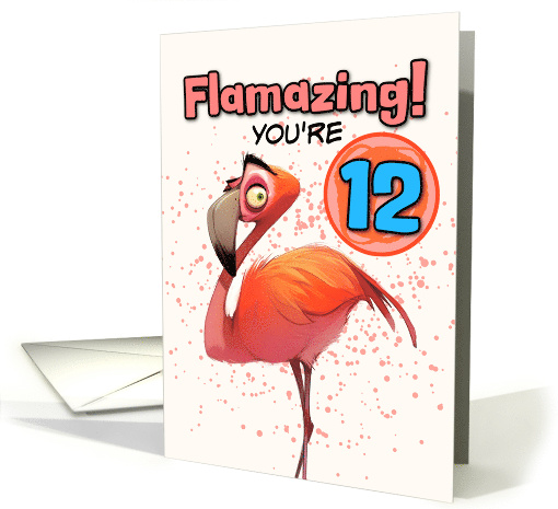 12 Years Old Happy Birthday Flamingo card (1850116)