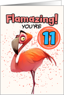11 Years Old Happy Birthday Flamingo card