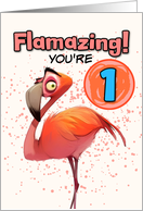 1 Year Old Happy Birthday Flamingo card