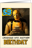 59 Years Old Happy Birthday Crashtest Dummy with Birthday Cake card