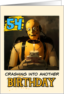54 Years Old Happy Birthday Crashtest Dummy with Birthday Cake card