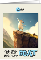 Oma Happy Birthday Goat on Mountain Top card