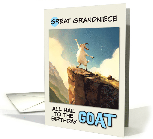 Great Grandniece Happy Birthday Goat on Mountain Top card (1850644)