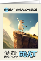 Great Grandniece Happy Birthday Goat on Mountain Top card