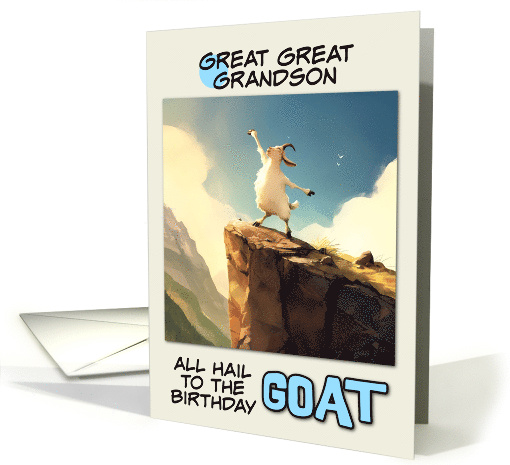 Great Great Grandson Happy Birthday Goat on Mountain Top card