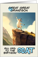 Great Great Grandson Happy Birthday Goat on Mountain Top card
