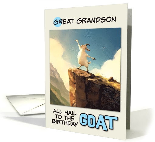 Great Grandson Happy Birthday Goat on Mountain Top card (1850658)