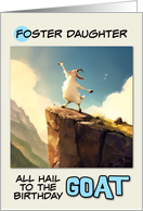 Foster Daughter Happy Birthday Goat on Mountain Top card