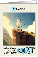Fiancee Happy Birthday Goat on Mountain Top card