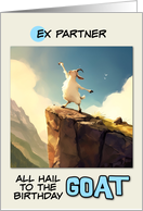 Ex Partner Happy Birthday Goat on Mountain Top card