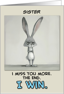 Sister Miss You Grey Hare card