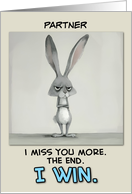Partner Miss You Grey Hare card