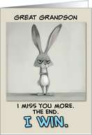 Great Grandson Miss You Grey Hare card