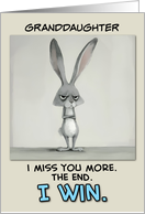 Granddaughter Miss You Grey Hare card