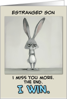 Estranged Son Miss You Grey Hare card