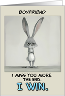 Boyfriend Miss You Grey Hare card
