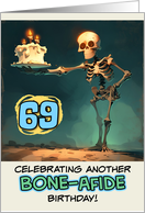69 Years Old Happy Birthday Skeleton with Birthday Cake card