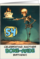 54 Years Old Happy Birthday Skeleton with Birthday Cake card