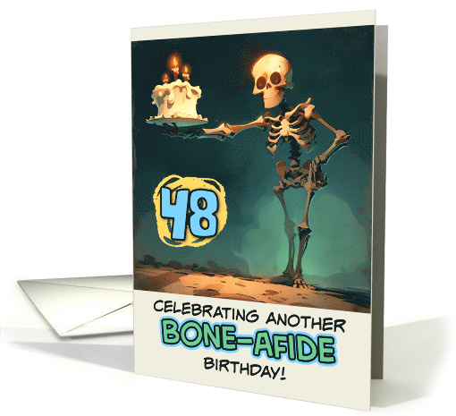 48 Years Old Happy Birthday Skeleton with Birthday Cake card (1851216)