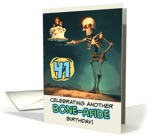 41 Years Old Happy Birthday Skeleton with Birthday Cake card (1851230)
