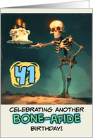 41 Years Old Happy Birthday Skeleton with Birthday Cake card