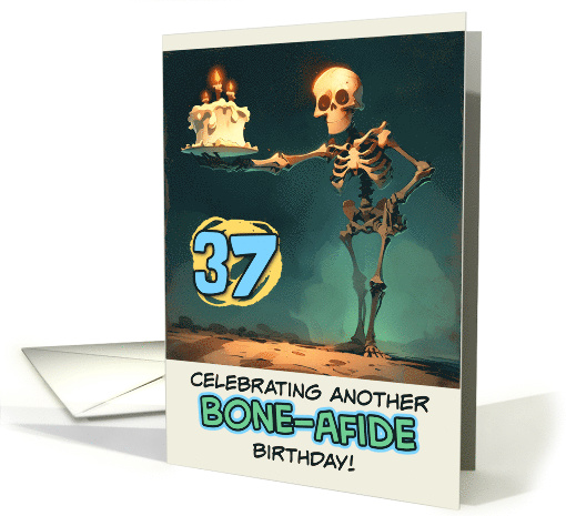 37 Years Old Happy Birthday Skeleton with Birthday Cake card (1851238)