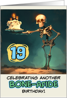 19 Years Old Happy Birthday Skeleton with Birthday Cake card
